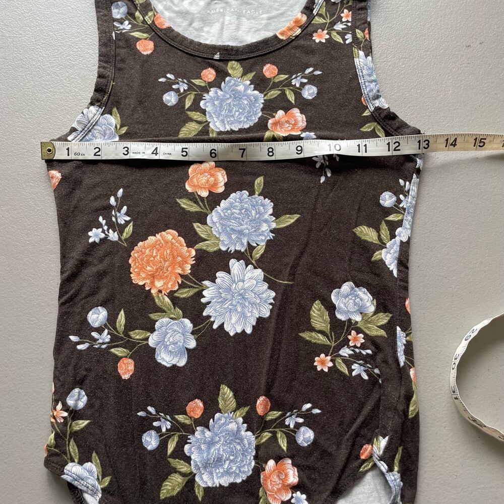 American Eagle Outfitters Bodysuit Floral Crewneck Sleeveless Brown Black XS - Picture 8 of 9